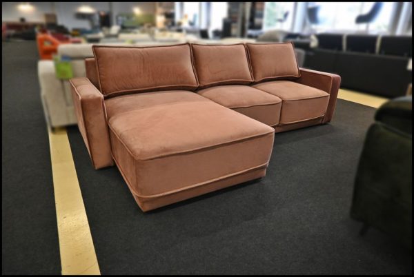 Selva Ecksofa – Samt Sofa Altrosa mit Schlaffunktion – Bild 6