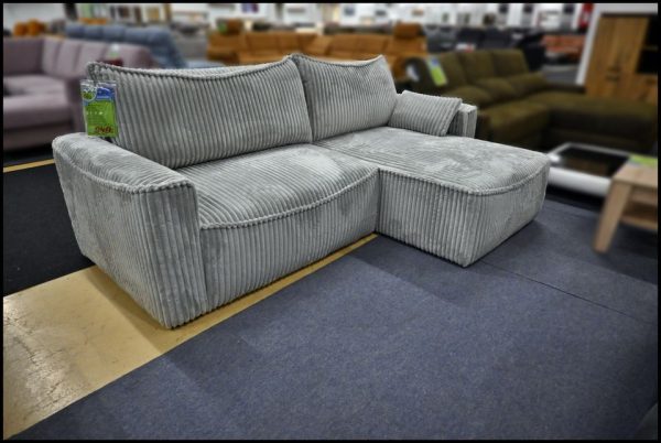 Pia Ecksofa Grau Cord – Sofa mit Federkern, Bettfunktion & Bettkasten – Bild 6