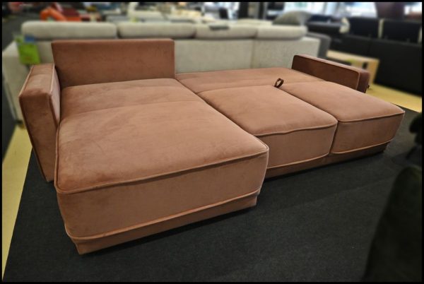 Selva Ecksofa – Samt Sofa Altrosa mit Schlaffunktion – Bild 2