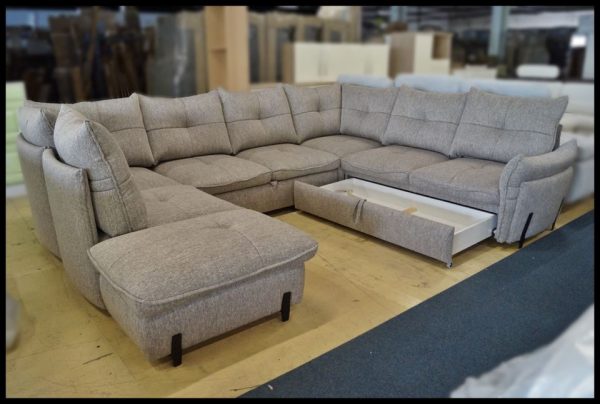 Almeria Wohnlandschaft – graues Sofa mit Bettkasten & Federung – Bild 6