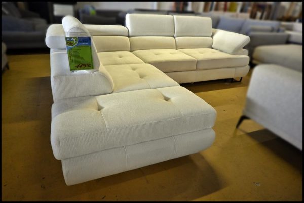 Luton Ecksofa in Weiß mit Schlaffunktion