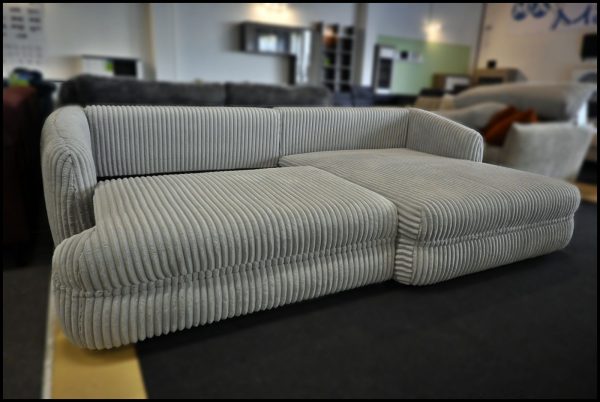 Pizza Polsterecke – Grau Breitcord Sofa mit Bettfunktion & Stauraum – Bild 3