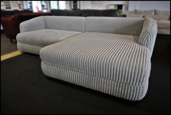 Pizza Polsterecke – Grau Breitcord Sofa mit Bettfunktion & Stauraum – Bild 6