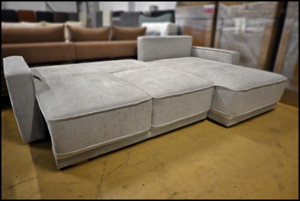Polsterecke Selva – graues Sofa mit Federkern, Bettfunktion & Stauraum – Bild 4