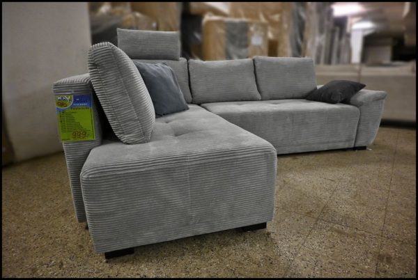 Exxpo Polsterecke Funny – Sofa in Grau Cord mit Bettfunktion & Stauraum – Bild 2