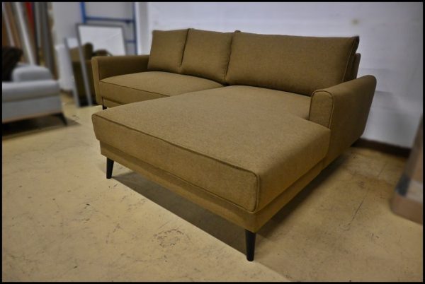 Mini Ecksofa in Braungold mit Schlaffunktion