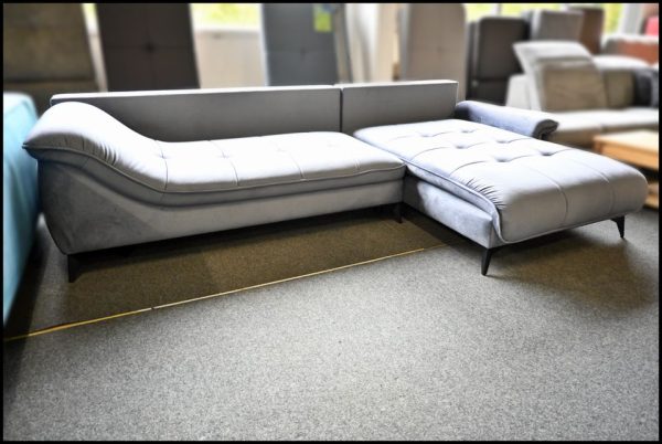 Pescara Eckgarnitur Grau Samt – Sofa mit Federkern & Bettfunktion – Bild 2