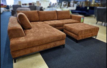Bologna Ecksofa in Orange mit Bettfunktion