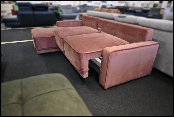 Selva Ecksofa – Samt Sofa Altrosa mit Schlaffunktion – Bild 5