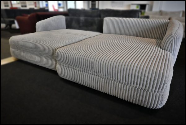 Pizza Polsterecke – Grau Breitcord Sofa mit Bettfunktion & Stauraum – Bild 8