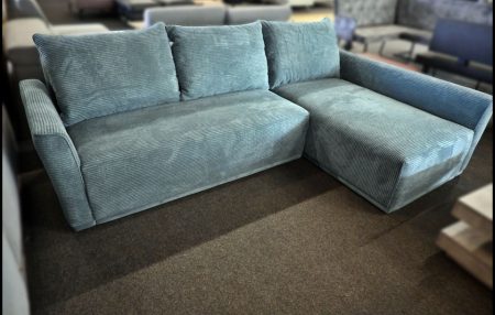 Bumi Ecksofa in Himmelblau mit Federkern