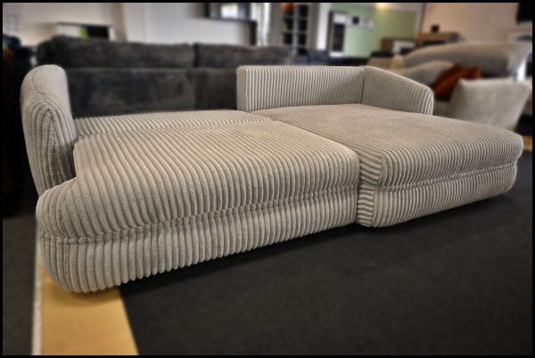 Pizza Polsterecke – Grau Breitcord Sofa mit Bettfunktion & Stauraum – Bild 4
