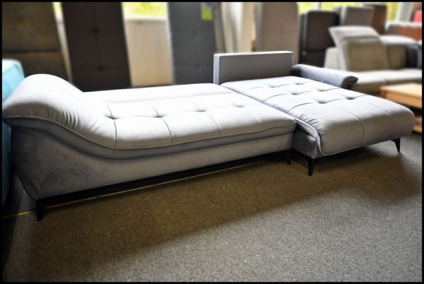 Pescara Eckgarnitur Grau Samt – Sofa mit Federkern & Bettfunktion – Bild 3