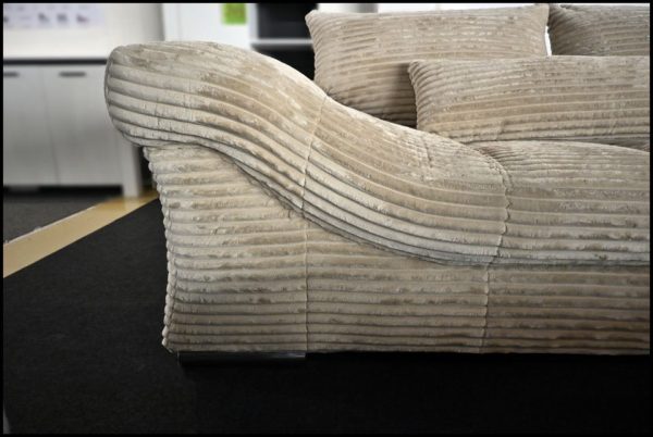 Verona Ecksofa Beige Breitcord – großes Sofa mit Federkern – Bild 5