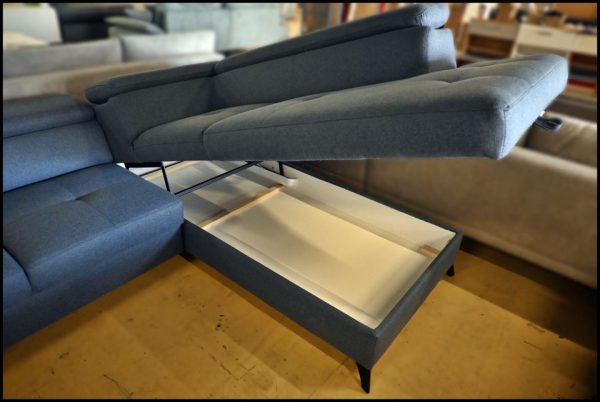 Ecksofa Aldeia Benix Stoff blau – Sofa mit Schlaffunktion – Bild 3