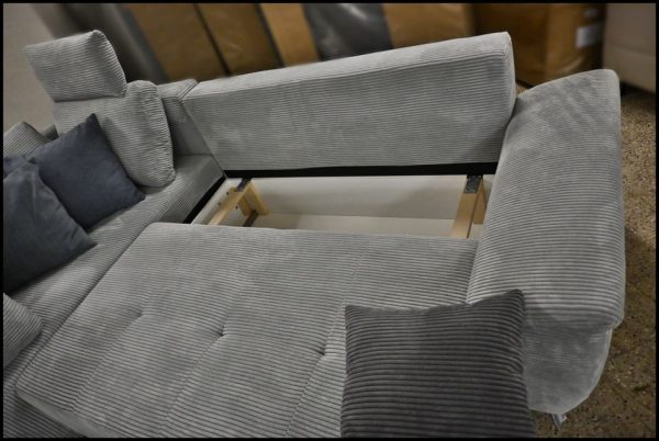 Exxpo Polsterecke Funny – Sofa in Grau Cord mit Bettfunktion & Stauraum – Bild 4