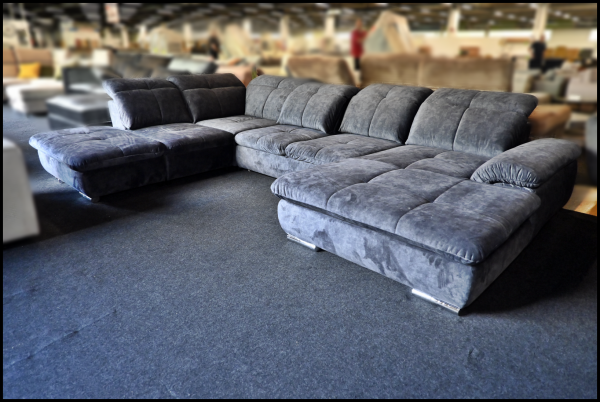 Andy U-Wohnlandschaft – Anthrazit Sofa mit Samtbezug & Funktionen – Bild 9