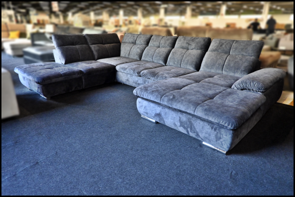 Andy U-Wohnlandschaft – Anthrazit Sofa mit Samtbezug & Funktionen – Bild 8