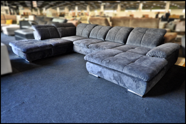 Andy U-Wohnlandschaft – Anthrazit Sofa mit Samtbezug & Funktionen – Bild 6