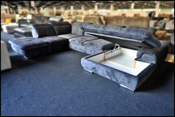 Andy U-Wohnlandschaft – Anthrazit Sofa mit Samtbezug & Funktionen – Bild 5