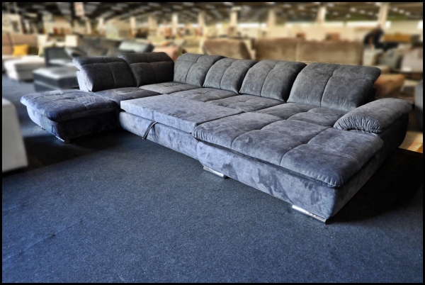 Andy U-Wohnlandschaft – Anthrazit Sofa mit Samtbezug & Funktionen – Bild 3