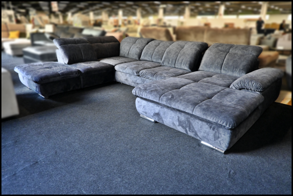 Andy U-Wohnlandschaft – Anthrazit Sofa mit Samtbezug & Funktionen – Bild 2