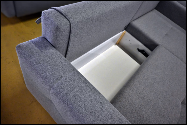 Polsterecke Bari – graues Sofa mit Federkern, Bettfunktion & Stauraum – Bild 6