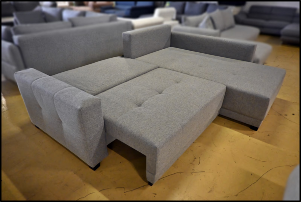 Polsterecke Bari – graues Sofa mit Federkern, Bettfunktion & Stauraum – Bild 2