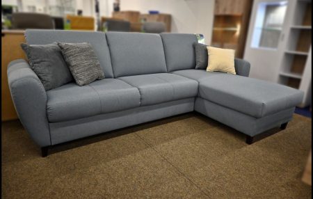 Retro Ecksofa – Sofa in Himmelblau mit Bettfunktion & Stauraum