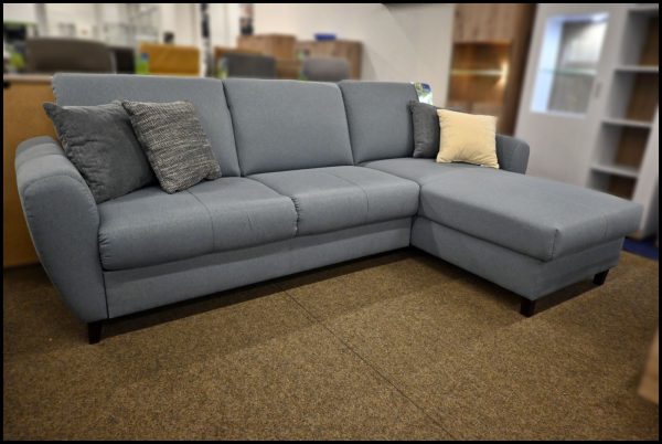 Retro Ecksofa – Sofa in Himmelblau mit Bettfunktion & Stauraum