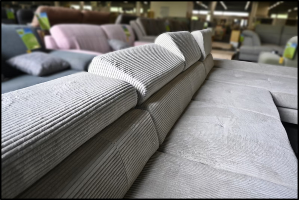Wohnlandschaft Carry – Cord Sofa Grau mit Bettfunktion & Stauraum – Bild 10