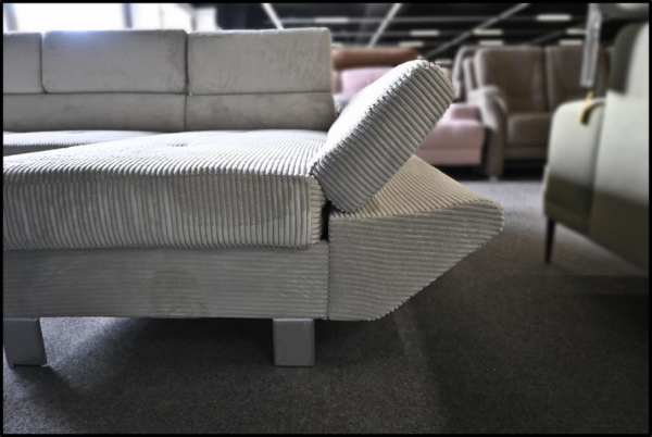 Wohnlandschaft Carry – Cord Sofa Grau mit Bettfunktion & Stauraum – Bild 8
