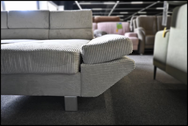 Wohnlandschaft Carry – Cord Sofa Grau mit Bettfunktion & Stauraum – Bild 9