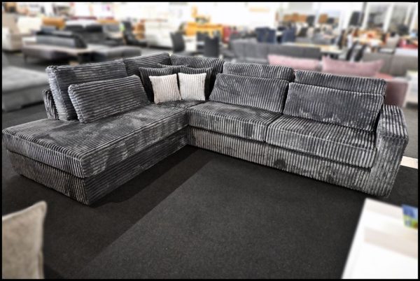Ecksofa Coast – Breitcord Sofa in Anthrazit mit Federkern – Bild 3