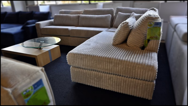 Ecksofa Coast – Breitcord Sofa mit Kissen & Federkern – Bild 3
