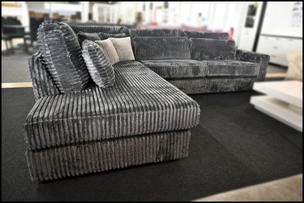 Ecksofa Coast – Breitcord Sofa in Anthrazit mit Federkern – Bild 2