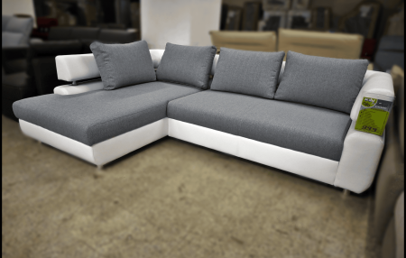 Panama Ecksofa grau mit Bettfunktion und Bettkasten