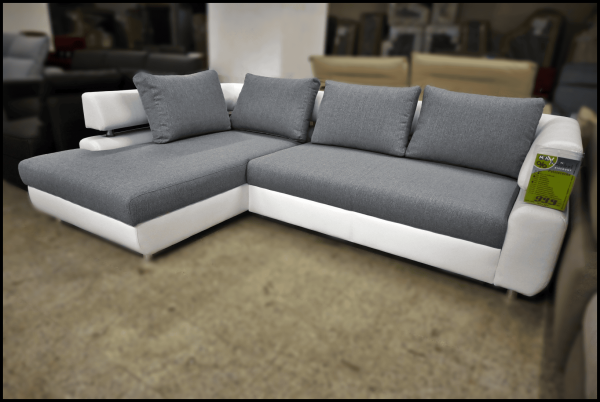 Panama Ecksofa grau mit Bettfunktion und Bettkasten