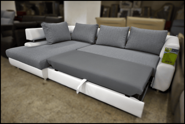 Panama Ecksofa Grau – Sofa mit Bettfunktion & Bettkasten – Bild 3