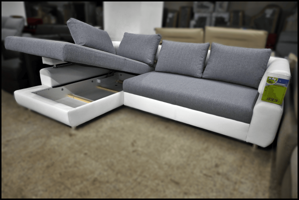 Panama Ecksofa Grau – Sofa mit Bettfunktion & Bettkasten – Bild 2