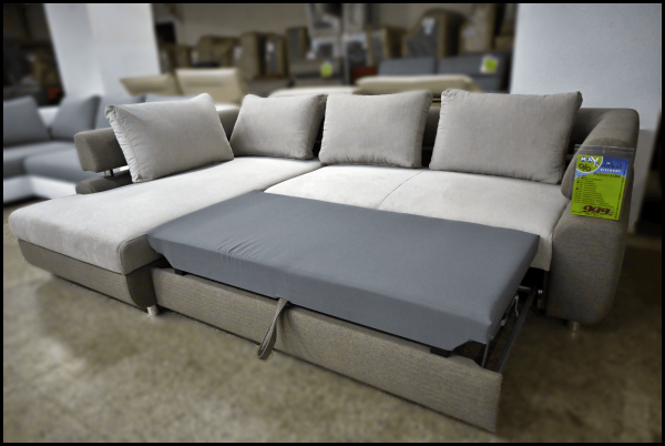 Panama Ecksofa Grau – Sofa mit Bettfunktion & Stauraum – Bild 3