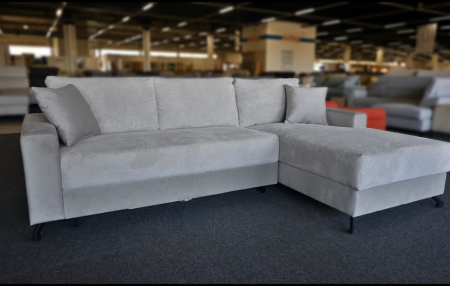 Ecksofa Gala in Natur mit Samtabsatz und Bettfunktion