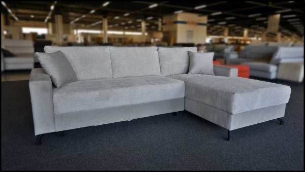 Ecksofa Gala in Natur mit Samtabsatz und Bettfunktion