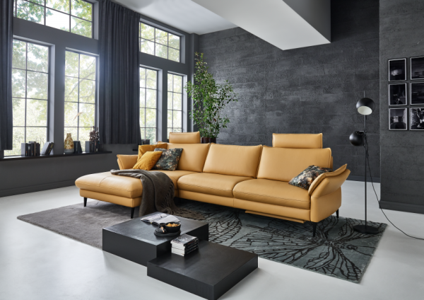 Hukla HU-HP19094 Sofa in Stoff oder Leder, mit Federkern und optionaler Sitztiefenverstellung für hohen Komfort
