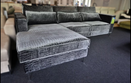 Ecksofa Iris OTM in Anthrazit mit markantem Krok-Muster