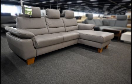 Hukla Ledersofa Granit mit Relaxfunktion