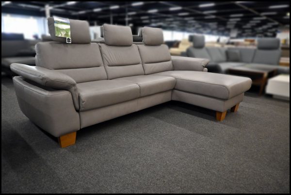 Hukla Ledersofa Granit mit Relaxfunktion