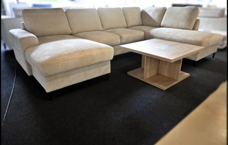 Lola Wohnlandschaft in Cord beige mit Bettfunktion und Stauraum