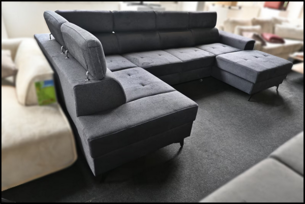 Wohnlandschaft Matras – Sofa Anthrazit mit Bettfunktion & Stauraum – Bild 8
