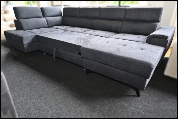 Wohnlandschaft Matras – Sofa Anthrazit mit Bettfunktion & Stauraum – Bild 6